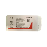 Хірургічна нитка Ethicon Монокріл (Monocryl) 4/0, довжина 70 см, кол. голка 17 мм, W3435