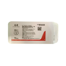 Хірургічна нитка Ethicon Монокріл (Monocryl) 4/0, довжина 70 см, кол. голка 17 мм, W3435