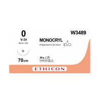 Хирургическая нить Ethicon Монокрил (Monocryl) 0, длина 70 см, кол-реж. игла 36 мм, W3489
