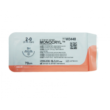 Хірургічна нитка Ethicon Монокріл (Monocryl) 2/0, довжина 70 см, кол. голка 26 мм, W3448