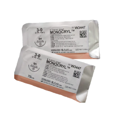 Хірургічна нитка Ethicon Монокріл (Monocryl) 3/0, довжина 70 см, кол. голка 26 мм, W3447