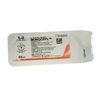 Хірургічна нитка Ethicon Монокріл (Monocryl) 5/0, довжина 45 см, звор-ріж. голка 13 мм, W3203