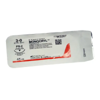 Хірургічна нитка Ethicon Монокріл (Monocryl) 3/0, довжина 45 см, звор-ріж. голка 19 мм, W3207