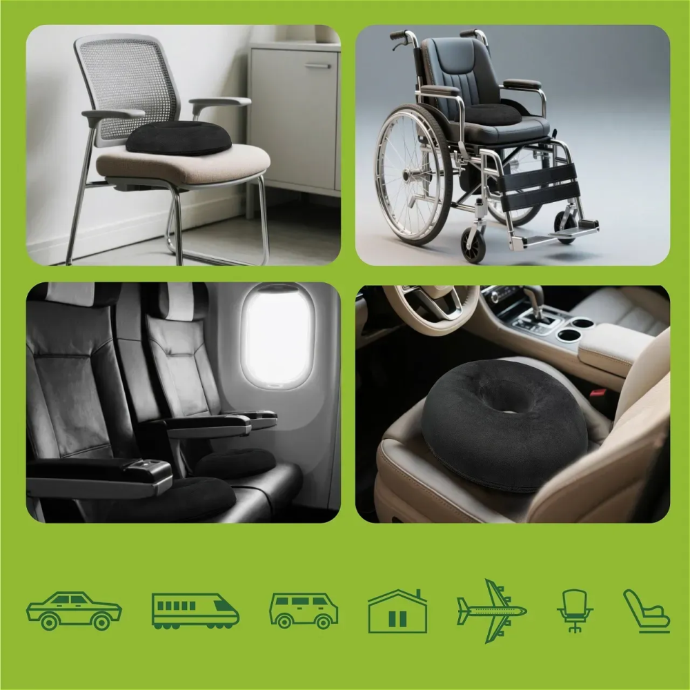 Ортопедична подушка-кільце для сидіння (до 100 кг) Comfort Trip PMF 010-2 (W2) Чорна