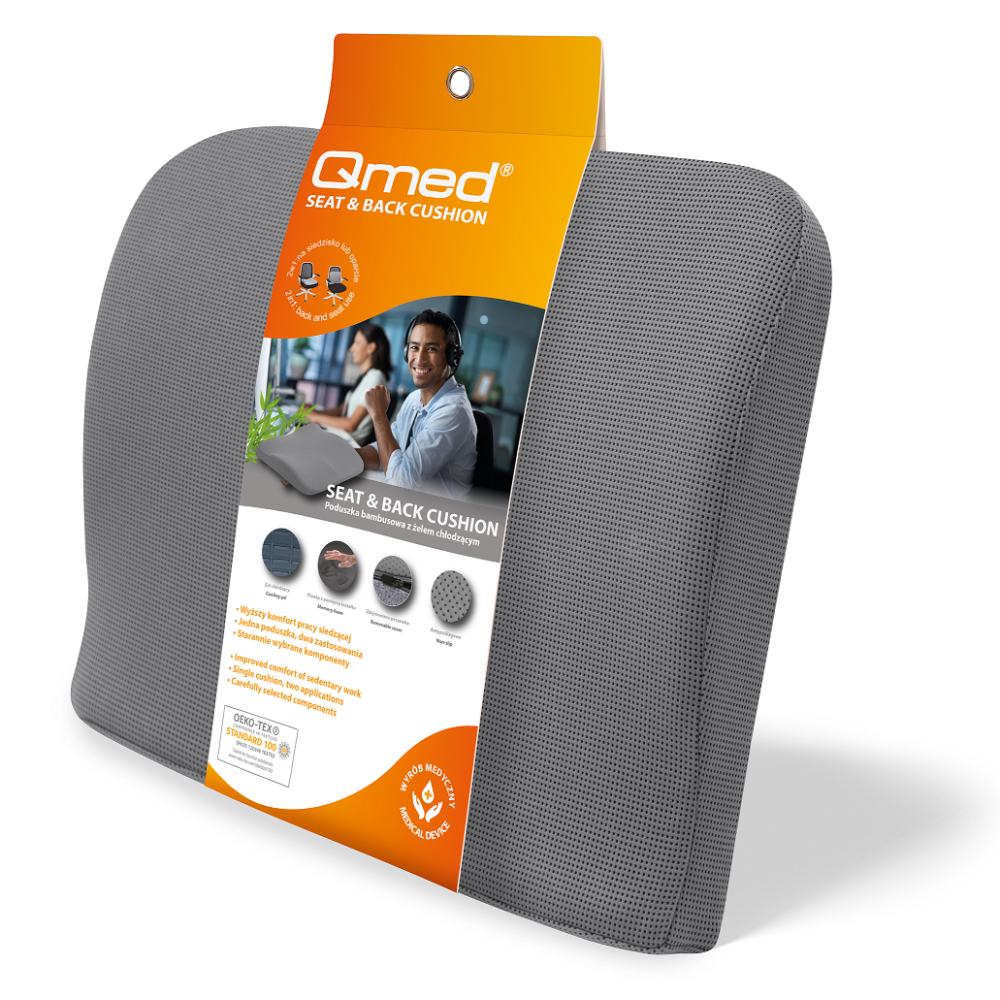 Бамбуковая подушка для кресла с охлаждающим гелем 2 в 1 Qmed Seat Back Cushion