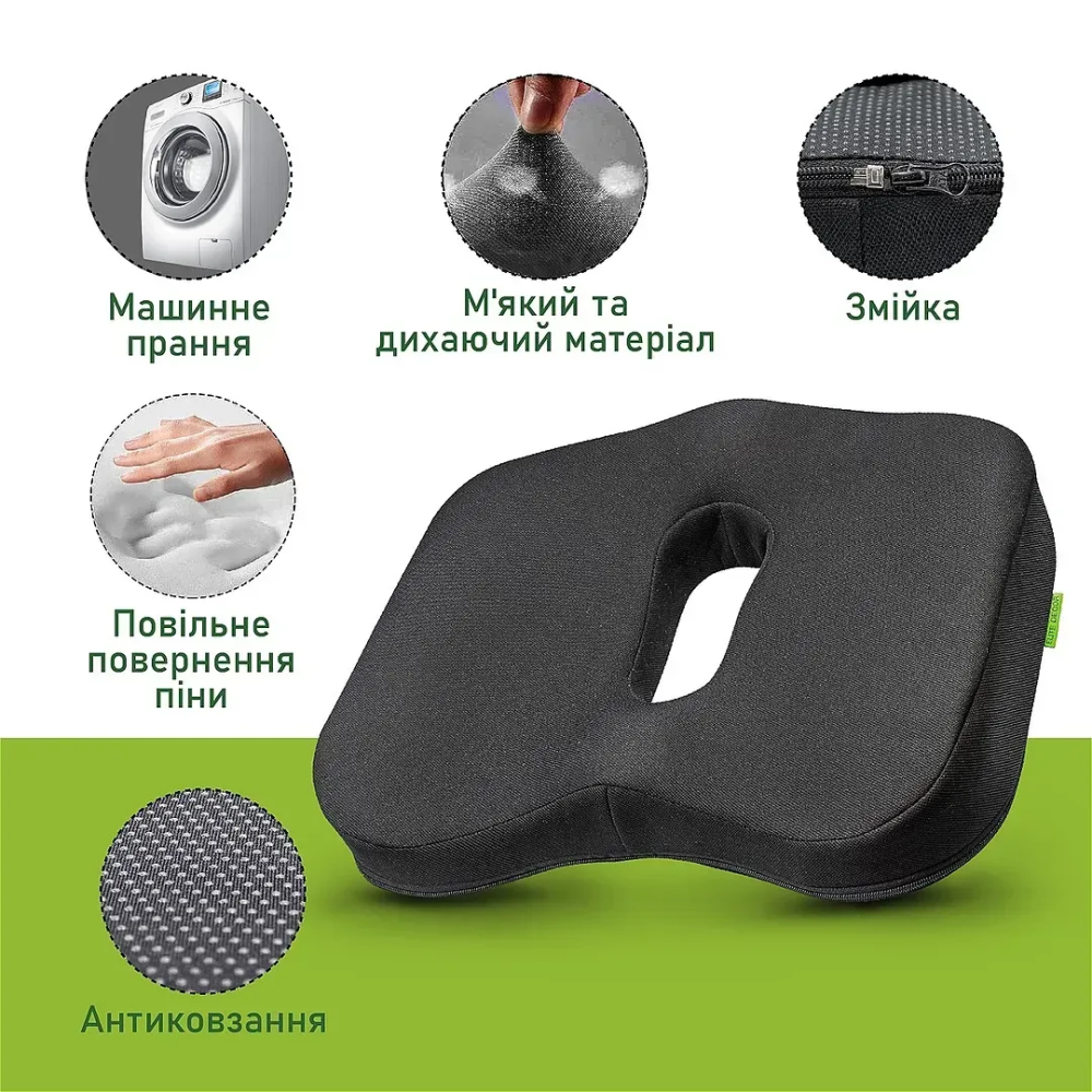 Ортопедическая подушка для сидения черная Comfort Trip PMF 006 400х450x95
