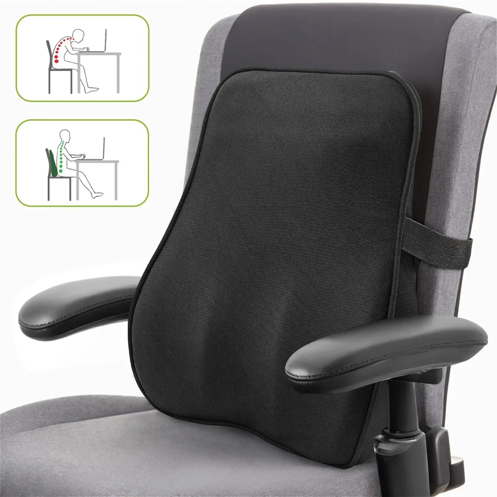 Ортопедическая подушка под спину черная Comfort Trip PMF 007 440x400x110