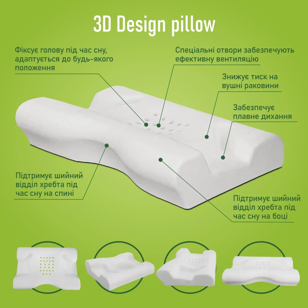Ортопедическая подушка для сна Comfort Night PMF 009 530х370х120