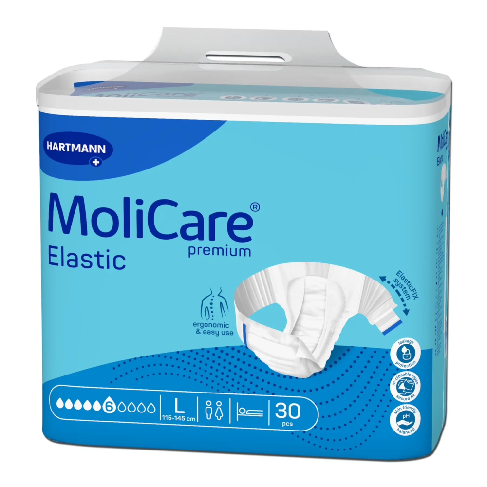 Подгузники для взрослых, страдающих недержанием MoliCare Premium Elastic 6 капель L (30 шт)
