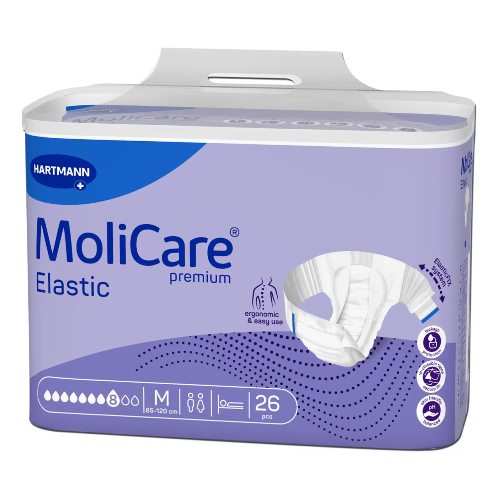 Подгузники для взрослых, страдающих недержанием MoliCare Premium Elastic 8 капель M (26 шт)