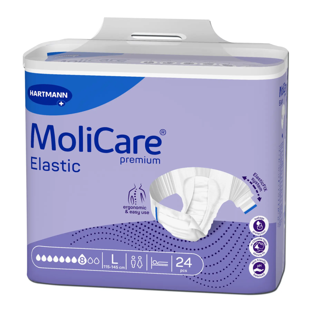 Подгузники для взрослых, страдающих недержанием MoliCare Premium Elastic 8 капель L (24 шт)