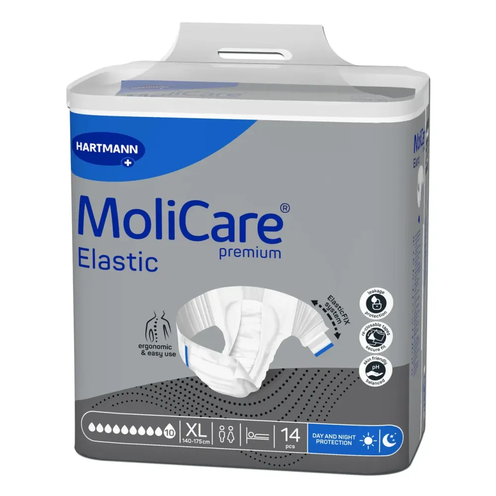 Подгузники ночные для взрослых, страдающих недержанием MoliCare Premium Elastic 10 капель XL (14 шт)
