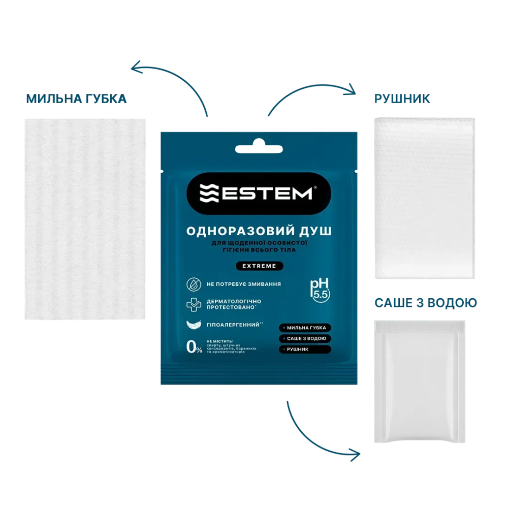 Набор сухих мыльных душей для личной гигиены Estem Box