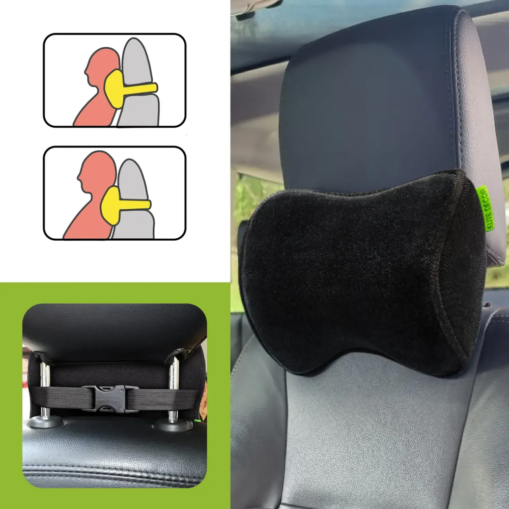 Автомобильный подголовник черный (велюр) Comfort Trip AMF 001-2 250x200x100