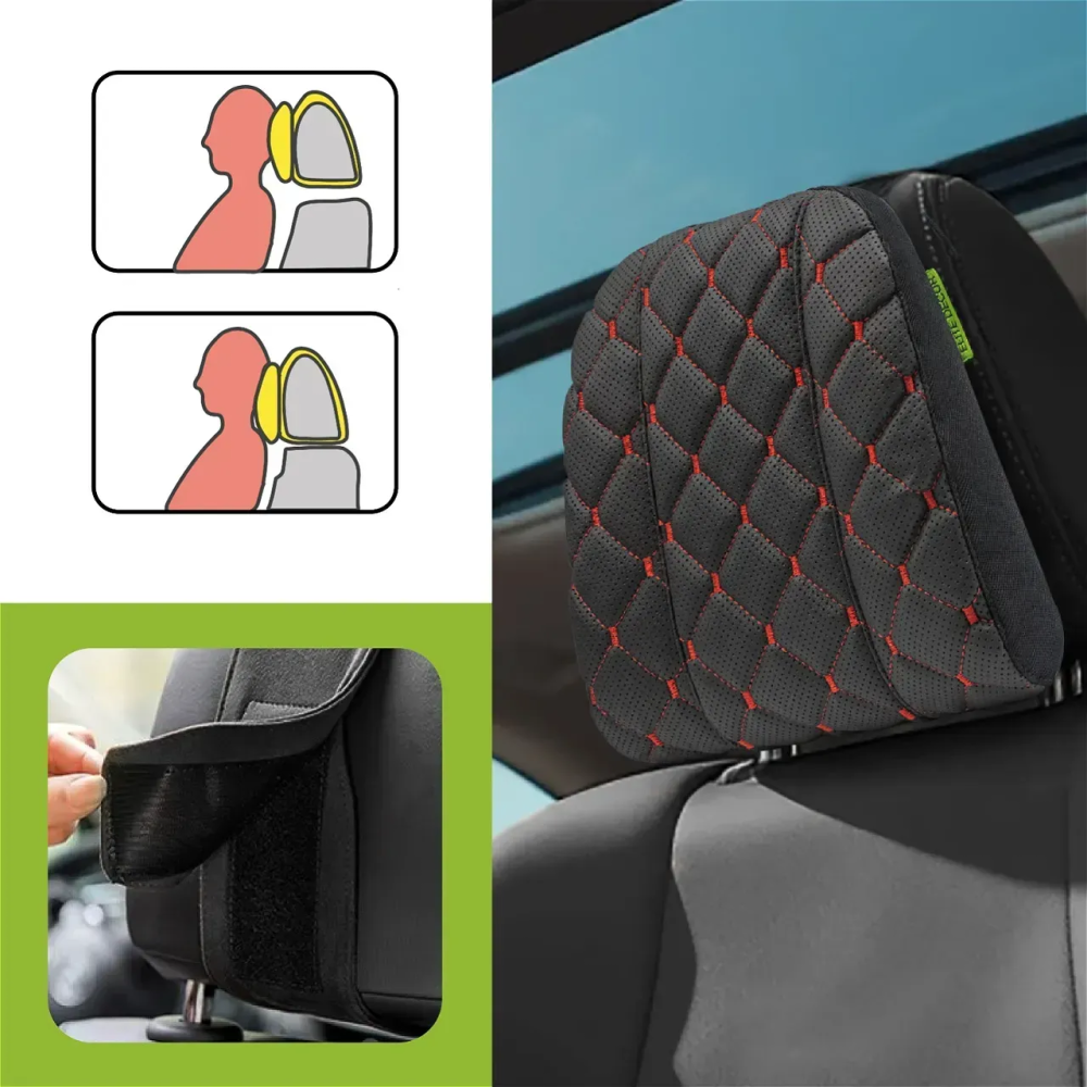 Автомобильный подголовник из экокожи красный Comfort Trip AMF 004-2 225х245х60