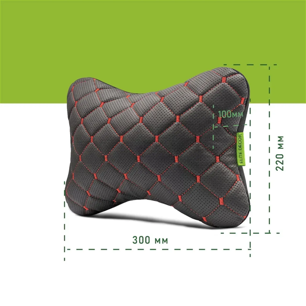 Автомобильный подголовник из экокожи красный Comfort Trip AMF 003-2 300x220x100