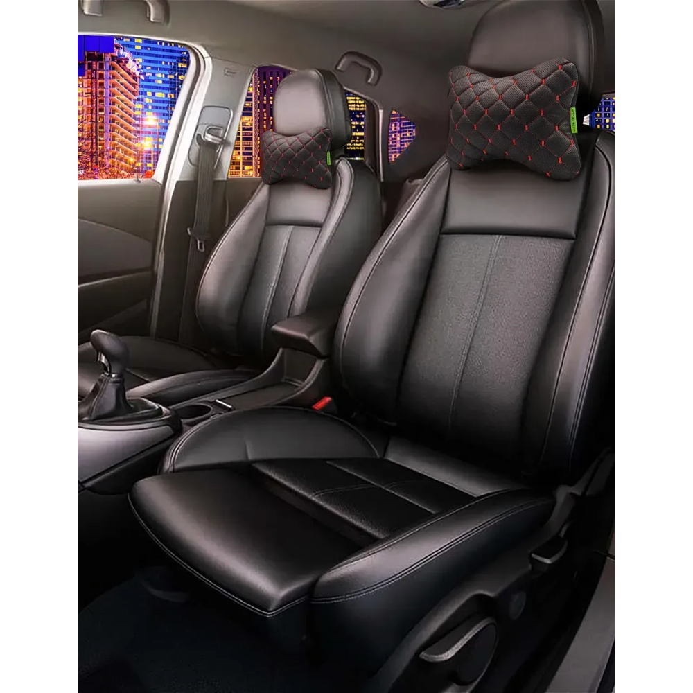 Автомобильный подголовник из экокожи красный Comfort Trip AMF 003-2 300x220x100