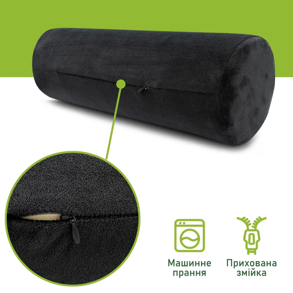 Подушка-валик черный Comfort Trip PMF 005 450x150