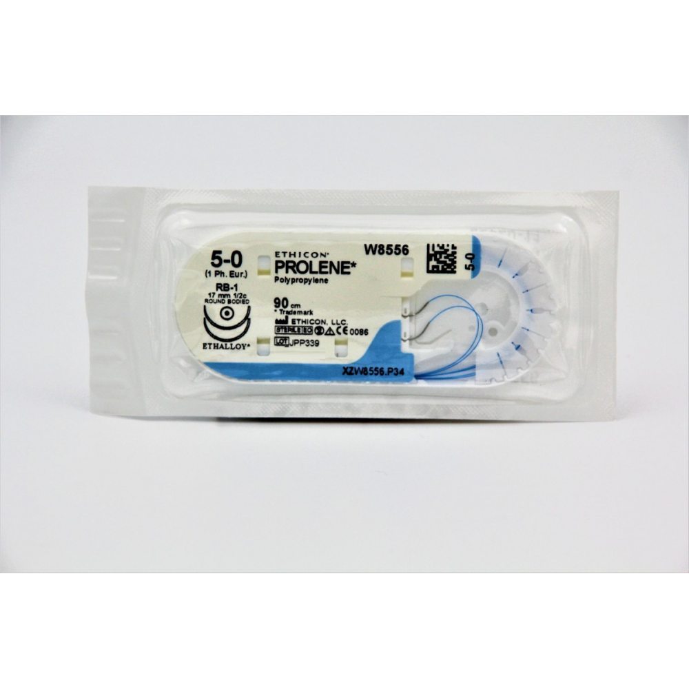 Хірургічна нитка Ethicon Пролен (Prolene) 5/0, довжина 90 см, 2 кол. голки 17 мм, 8556G (W8556)