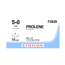 Хірургічна нитка Ethicon Пролен (Prolene) 5/0, довжина 75 см, 2 кол-ріж. голки 17 мм, F2829