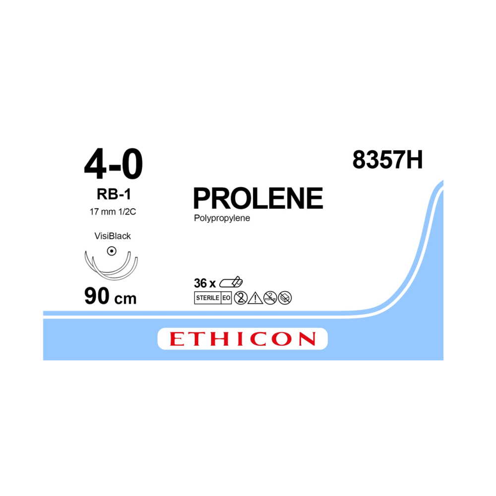 Хірургічна нитка Ethicon Пролен (Prolene) 4/0, довжина 90 см, 2 кол. голки 17 мм, W8329 (8357H)