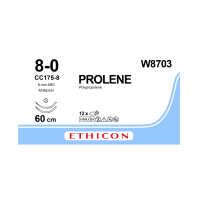 Хирургическая нить Ethicon Пролен (Prolene) 8/0, длина 60 см, 2 кол. иглы 9,3 мм, W8703