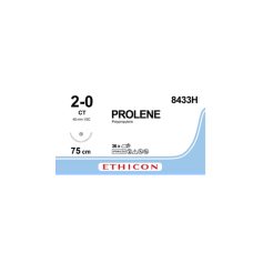 Хірургічна нитка Ethicon Пролен (Prolene) 2/0, довжина 75 см, колюча голка 40 мм, 8433H