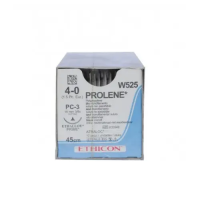 Хірургічна нитка Ethicon Пролен (Prolene) 4/0, довжина 45 см, ріж. голка 16 мм, W525 (8634G)