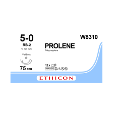 Хірургічна нитка Ethicon Пролен (Prolene) 5/0, довжина 75 см, 2 кол. голки 13 мм, W8310