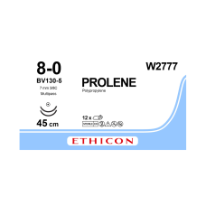 Хірургічна нитка Ethicon Пролен (Prolene) 8/0, довжина 45 см, 2 кол. голки 6,5 мм, W2777