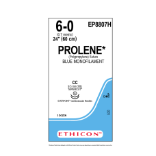 Хірургічна нитка Ethicon Пролен (Prolene) 6/0, довжина 60 см, 2 голки кол-ріж. 9,3 мм, EP8807H