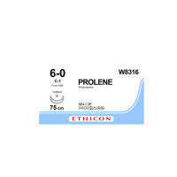 Хирургическая нить Ethicon Пролен (Prolene) 6/0, длина 75 см, 2 колючих игли 13 мм, W8316