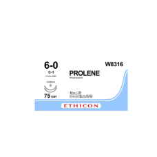 Хірургічна нитка Ethicon Пролен (Prolene) 6/0, довжина 75 см, 2 колючі голки 13 мм, W8316