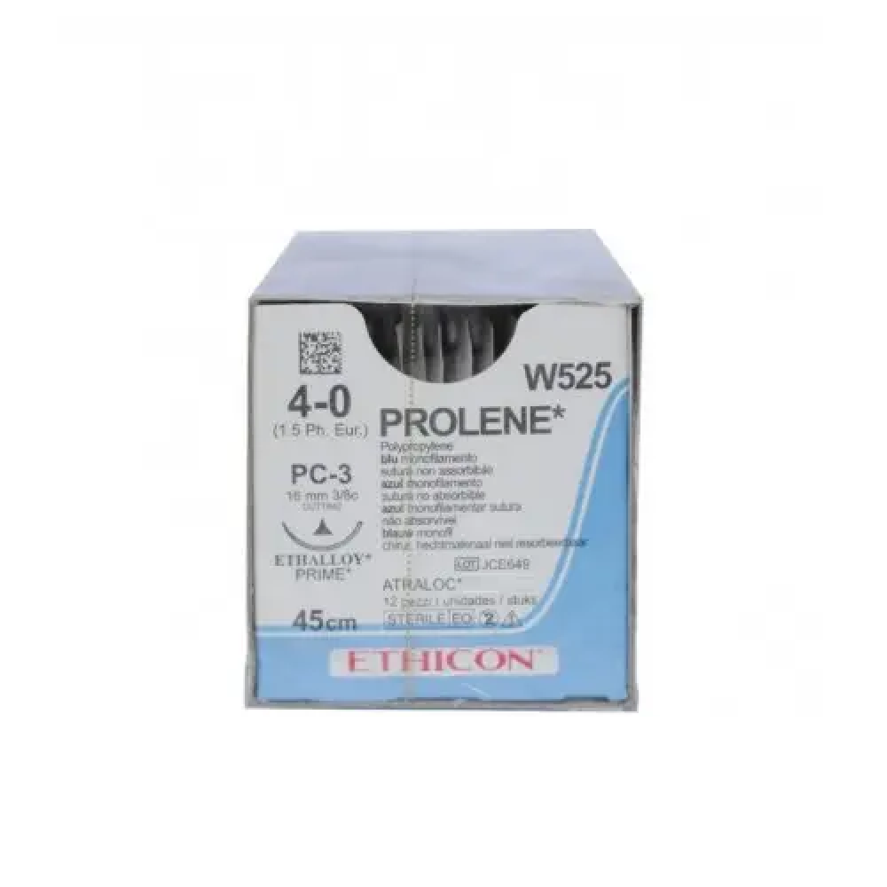 Хірургічна нитка Ethicon Пролен (Prolene) 4/0, довжина 45 см, ріж. голка 16 мм, 8634G (W525)