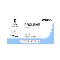 Хірургічна нитка Ethicon Пролен (Prolene) 0, довжина 100 см, кол-ріж. голка 36 мм, (W486) W486G