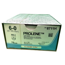 Хірургічна нитка Ethicon Пролен (Prolene) 6/0, довжина 75 см, 2 кол. голки 13 мм, 8711H
