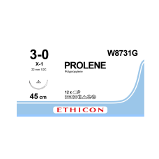 Хірургічна нитка Ethicon Пролен (Prolene) 3/0, довжина 45 см, ріж. голка 22 мм W8731G