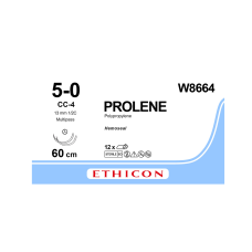 Хірургічна нитка Ethicon Пролен (Prolene) 5/0, довжина 60 см, 2 кол. голки 13 мм, W8664