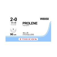 Хірургічна нитка Ethicon Пролен (Prolene) 2/0, довжина 90 см, 2 кол. голки 31 мм, W8850