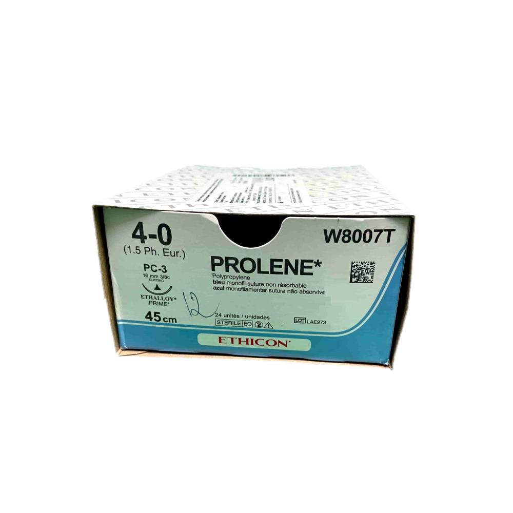 Хірургічна нитка Ethicon Пролен (Prolene) 4/0, довжина 45 см, ріж. голка 16 мм, 8634H (W8007T)