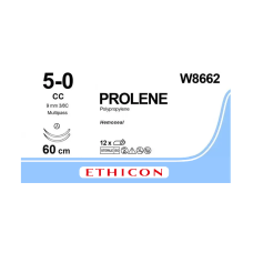 Хірургічна нитка Ethicon Пролен (Prolene) 5/0, довжина 60 см, 2 кол-ріж. голки 9.3 мм, W8662