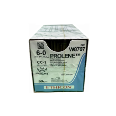 Хірургічна нитка Ethicon Пролен (Prolene) 6/0, довжина 60 см, 2 кол. голки 13 мм, W8707