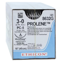Хирургическая нить Ethicon Пролен (Prolene) 3/0, длина 45 см, П-режущая игла 19 мм 8632G