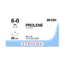 Хірургічна нитка Ethicon Пролен (Prolene) 6/0, довжина 60 см, 2 кол. голки 11 мм, 8610H (W8597)