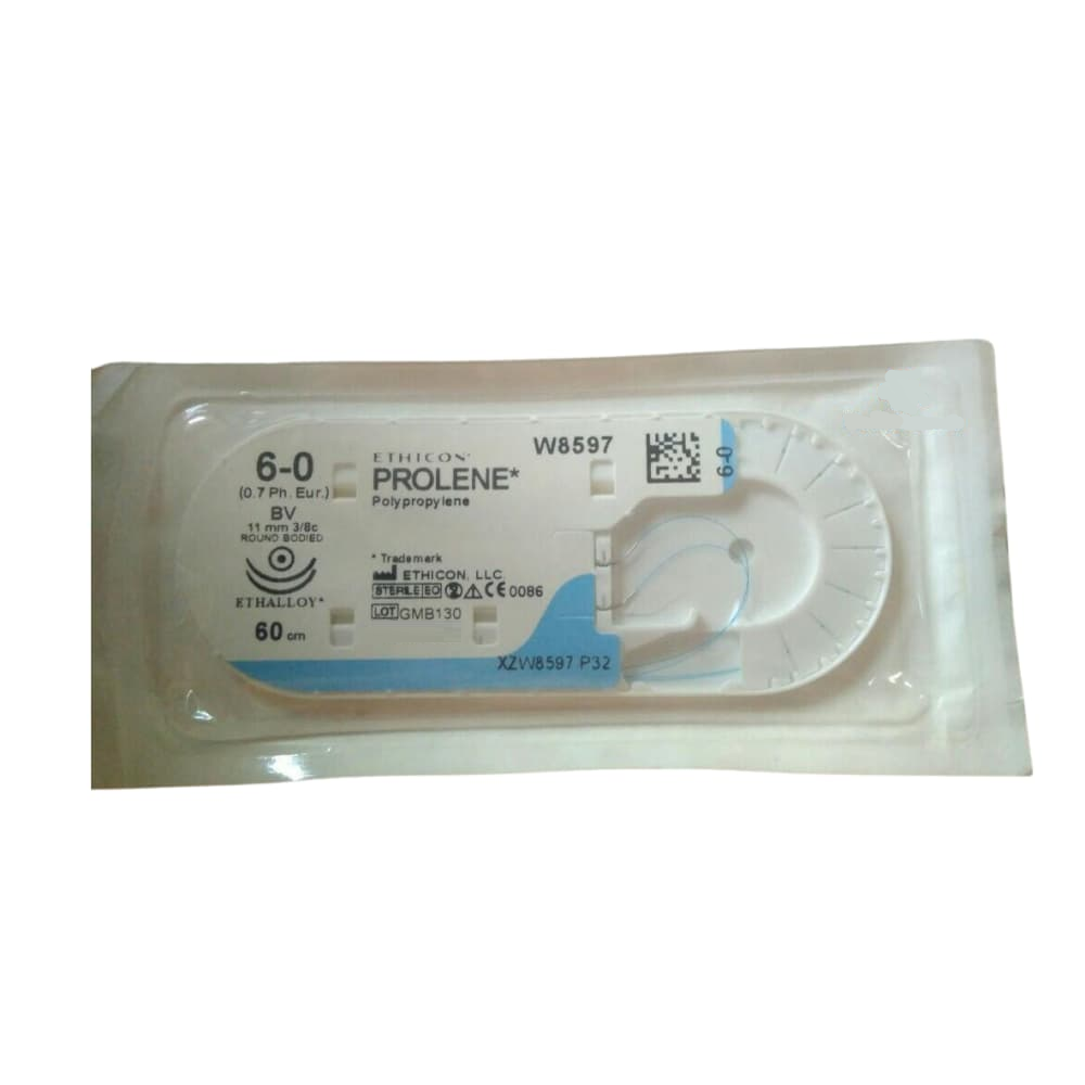 Хірургічна нитка Ethicon Пролен (Prolene) 6/0, довжина 60 см, 2 кол. голки 11 мм, 8610H (W8597)