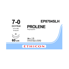Хірургічна нитка Ethicon Пролен (Prolene) 7/0, довжина 60 см, 2 кол. голки 9,3 мм, EP8704SLH