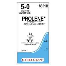 Хирургическая нить Ethicon Пролен (Prolene) 5/0, длина 90 см, 2 кол. игла 13 мм, 8321Н