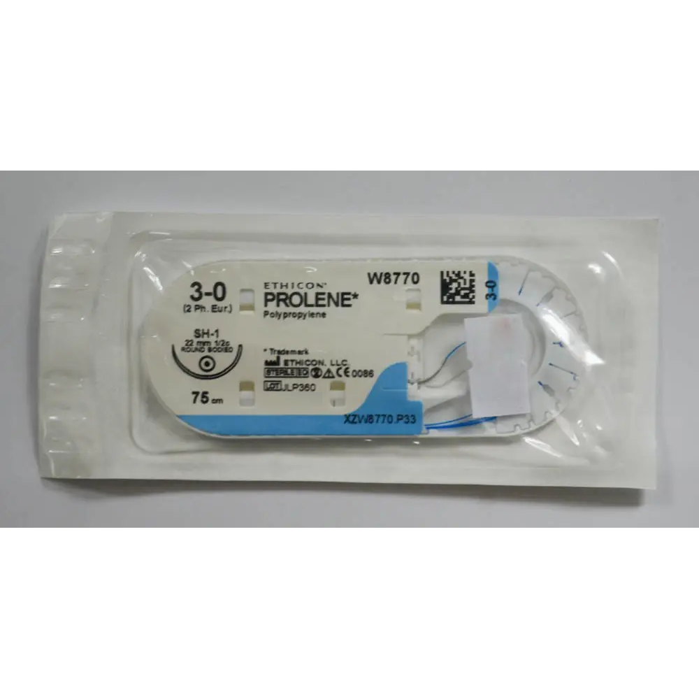 Хірургічна нитка Ethicon Пролен (Prolene) 3/0, довжина 75 см, кол. голка 22 мм, W8770G