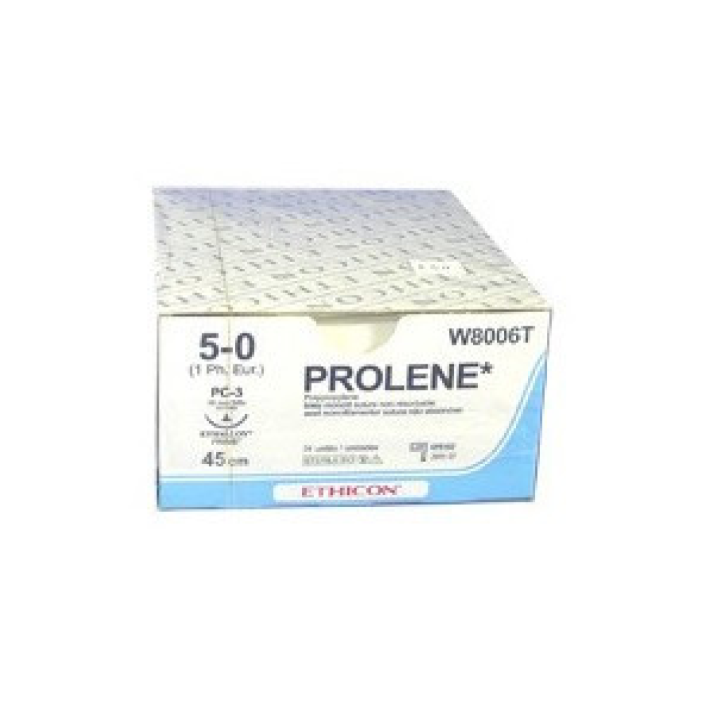 Хірургічна нитка Ethicon Пролен (Prolene) 5/0, довжина 45 см, ріж. голка 16 мм, 8635H (W8006T)