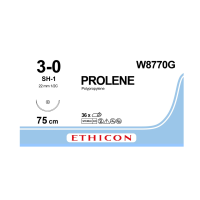 Хирургическая нить Ethicon Пролен (Prolene) 3/0, длина 75 см, кол. игла 22 мм, W8770G